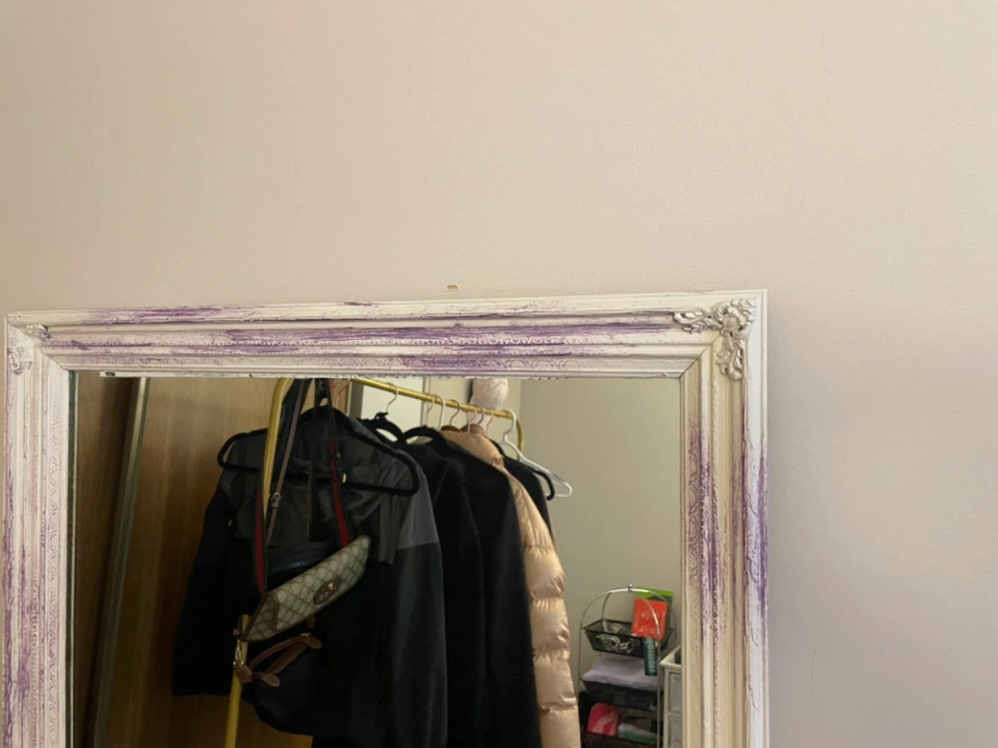 Ornate White & Purple Accent Mirror - photo 3