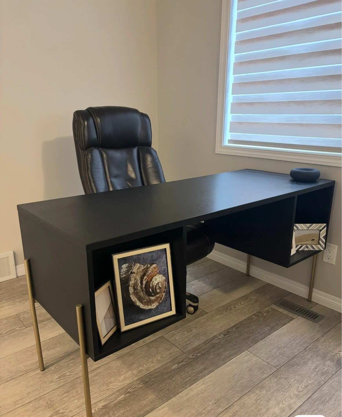 Black and Wood Cane Desk