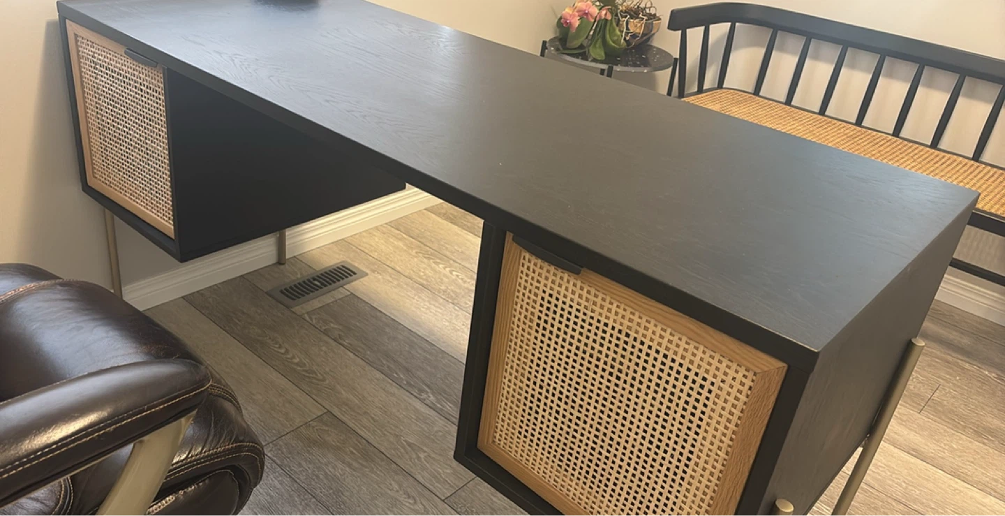 Black and Wood Cane Desk - photo 2