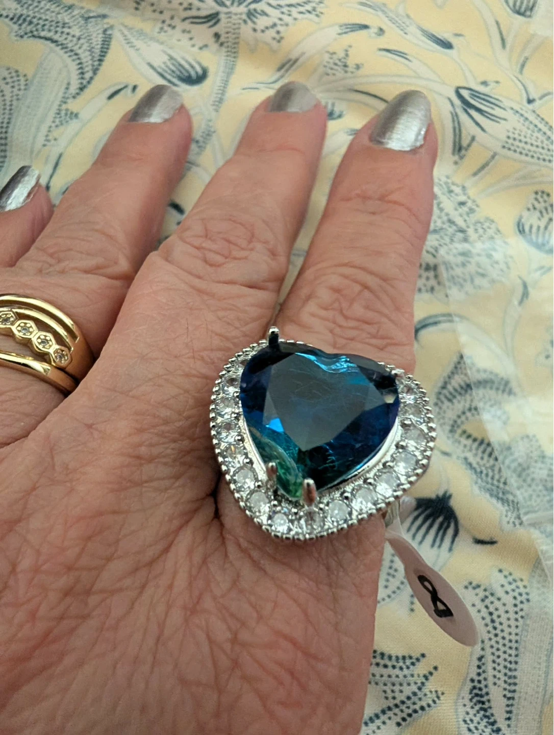 Heart Cut Blue Crystal Statement Ring - photo 2
