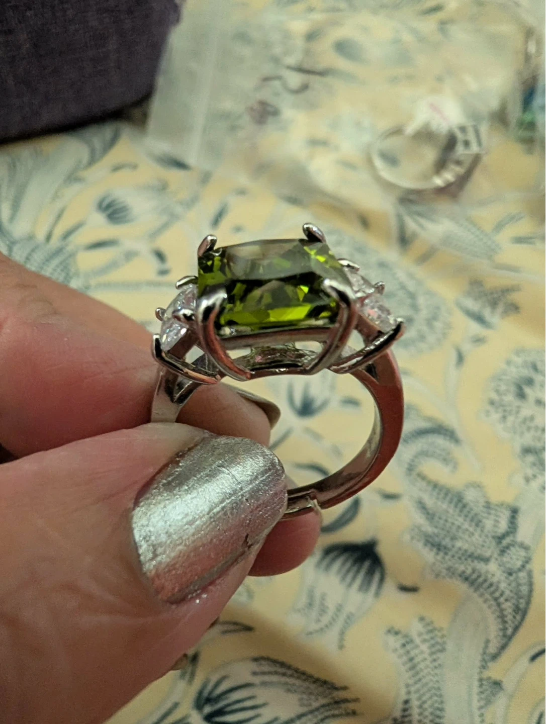 Emerald Cut Green Stone Ring - photo 3