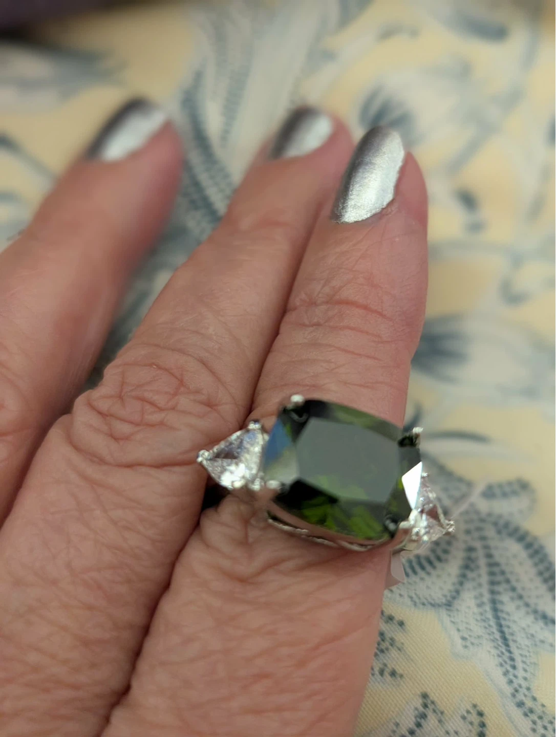 Emerald Cut Statement Ring with Clear Accents