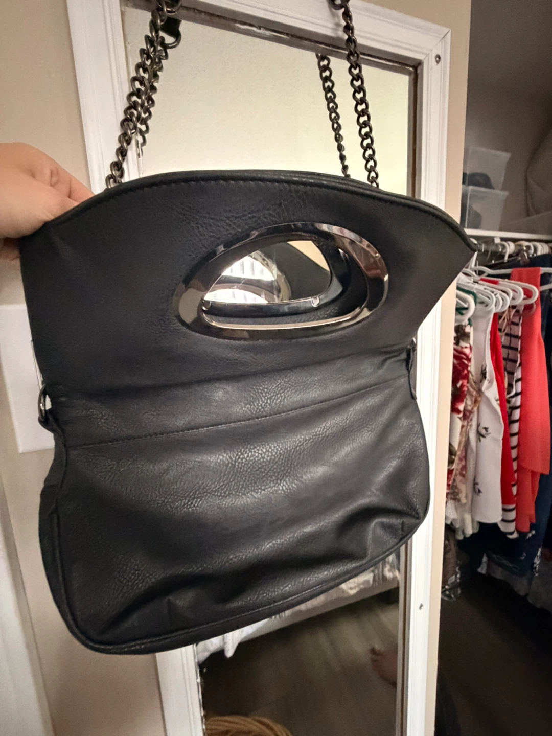 Black Clutch Purse with Chain Strap - photo 2