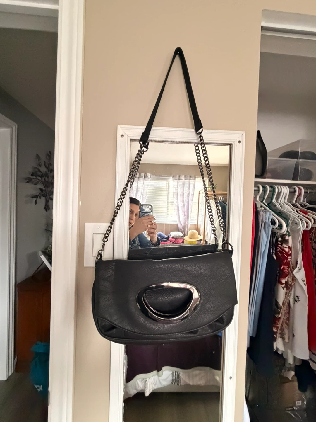 Black Clutch Purse with Chain Strap