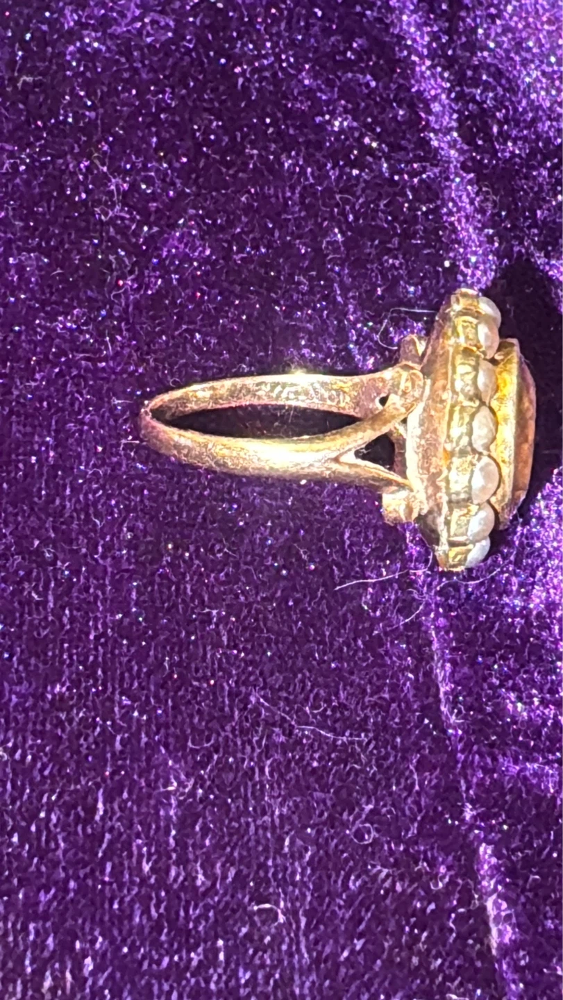 10K Vintage Garnet and Pearl Ring - photo 4