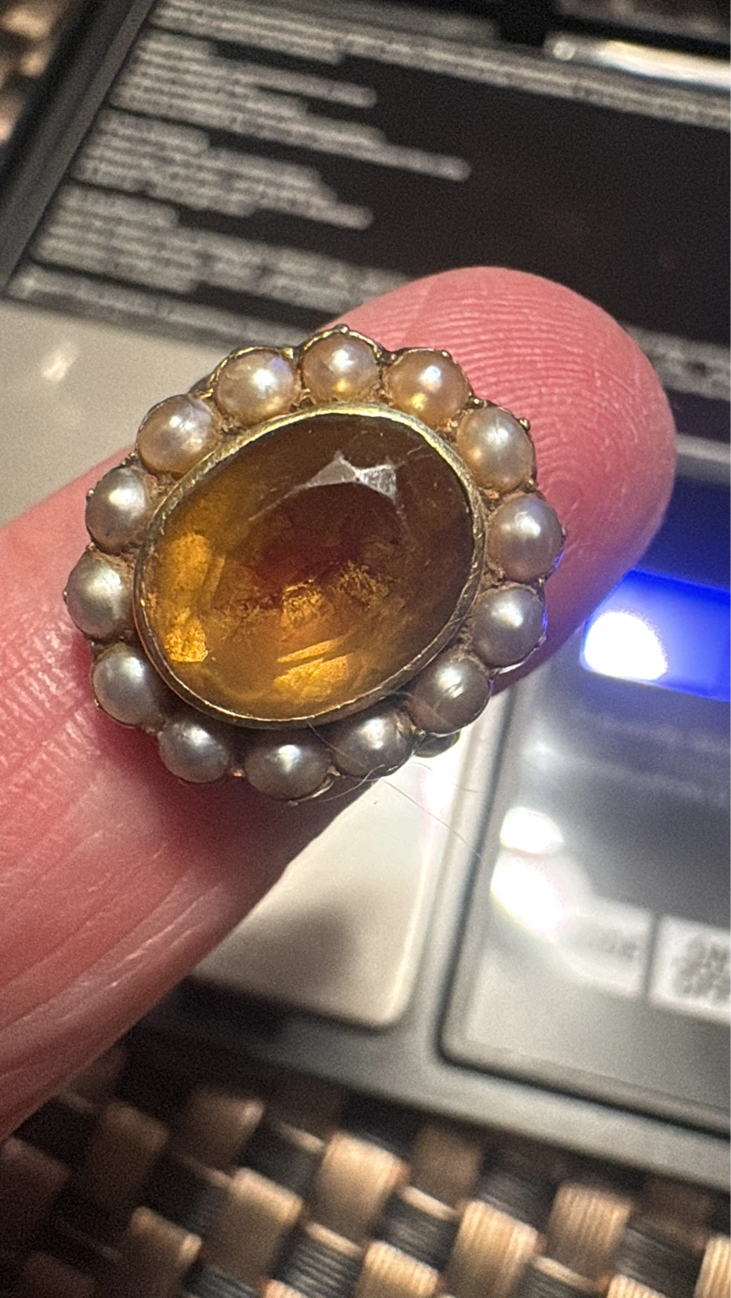 10K Vintage Garnet and Pearl Ring - photo 2