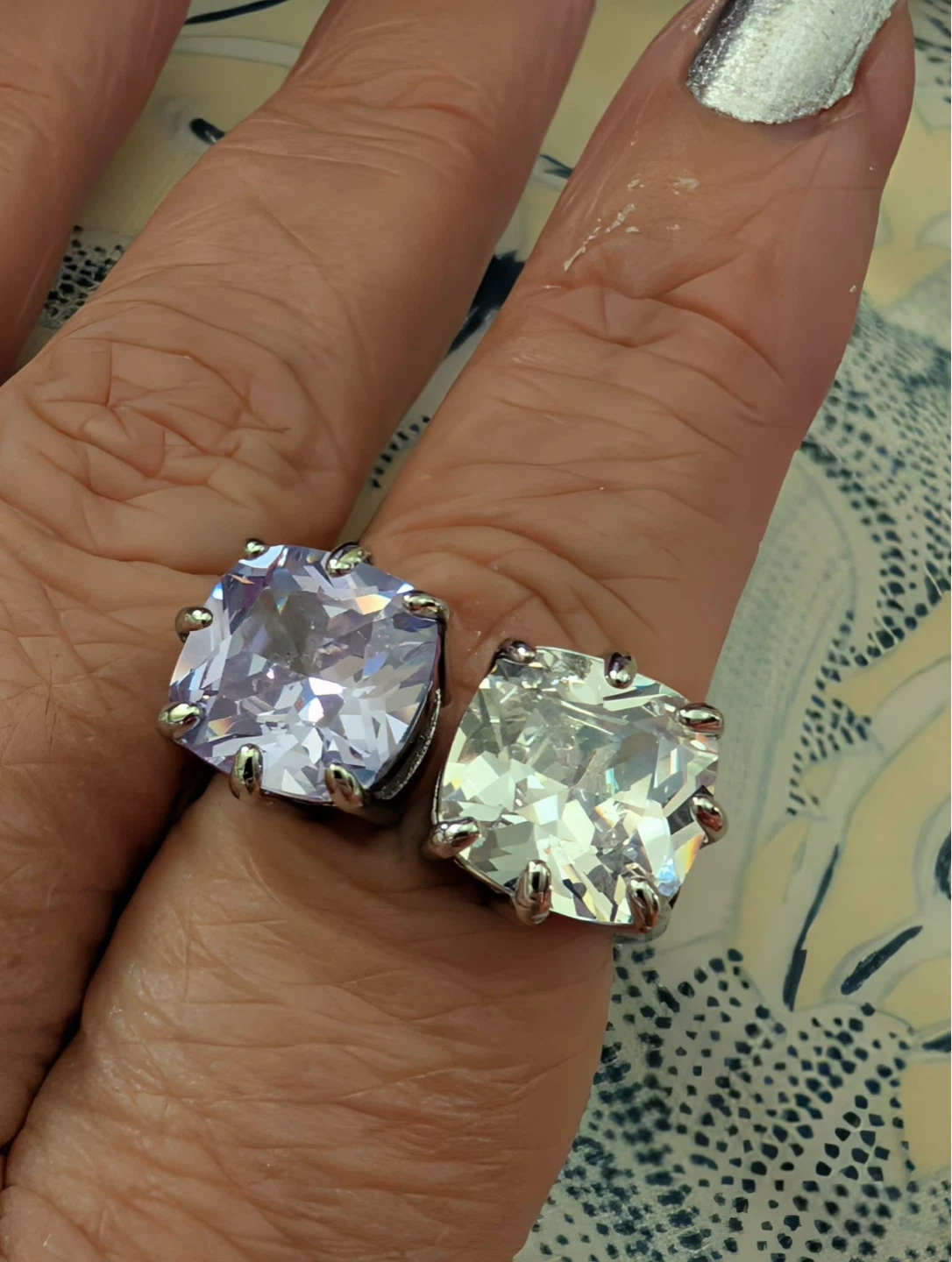 Two-stone cushion cut cocktail ring