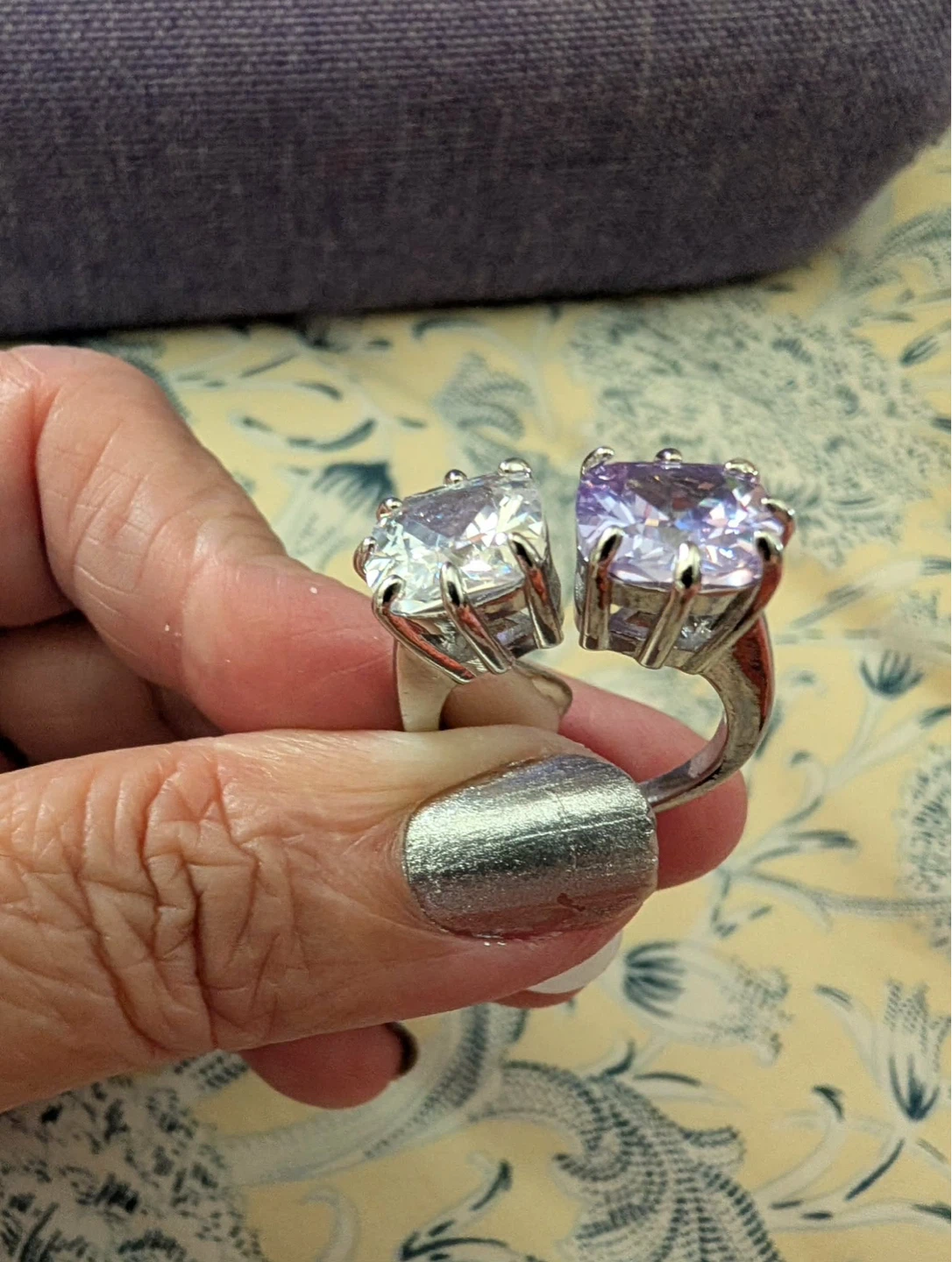 Two-stone cushion cut cocktail ring - photo 4
