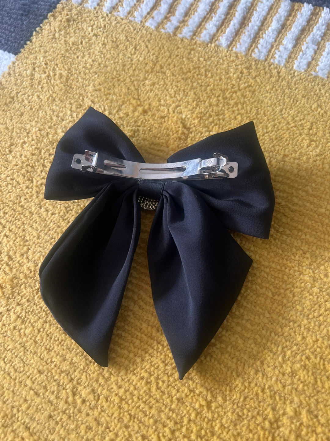 Black Bow Barrette with Rhinestones - photo 2