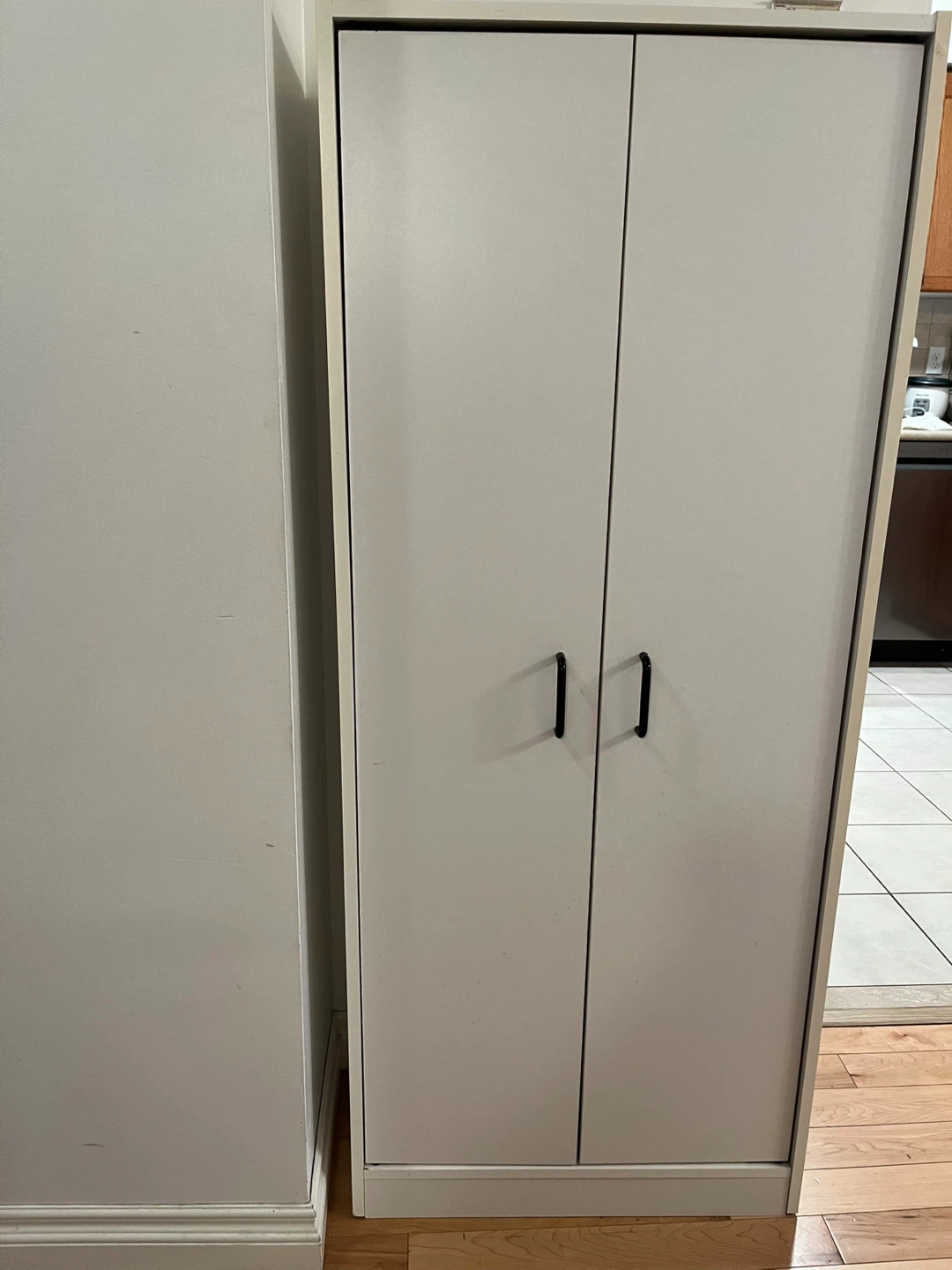 White Tall Cabinet with Two Doors