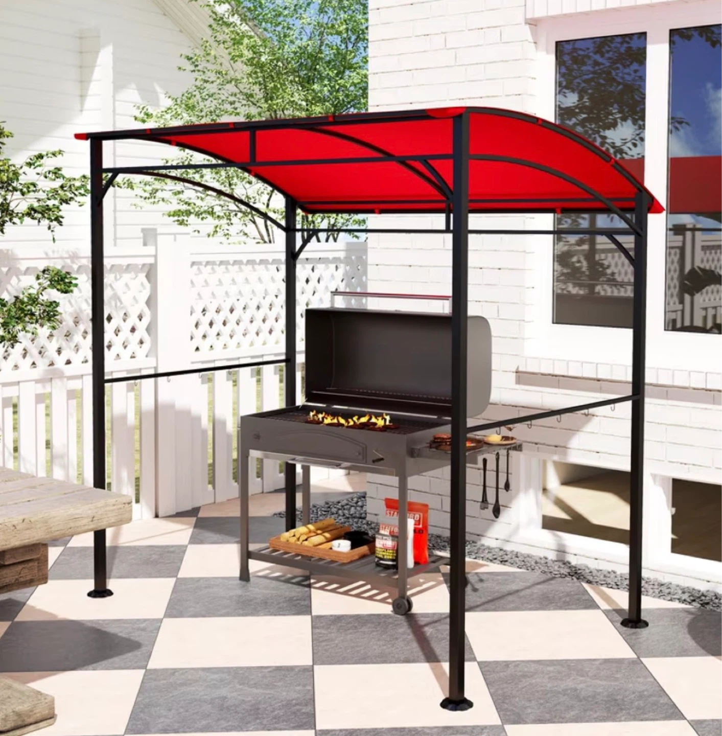 Red Canopy Gazebo for Outdoor BBQ - photo 4