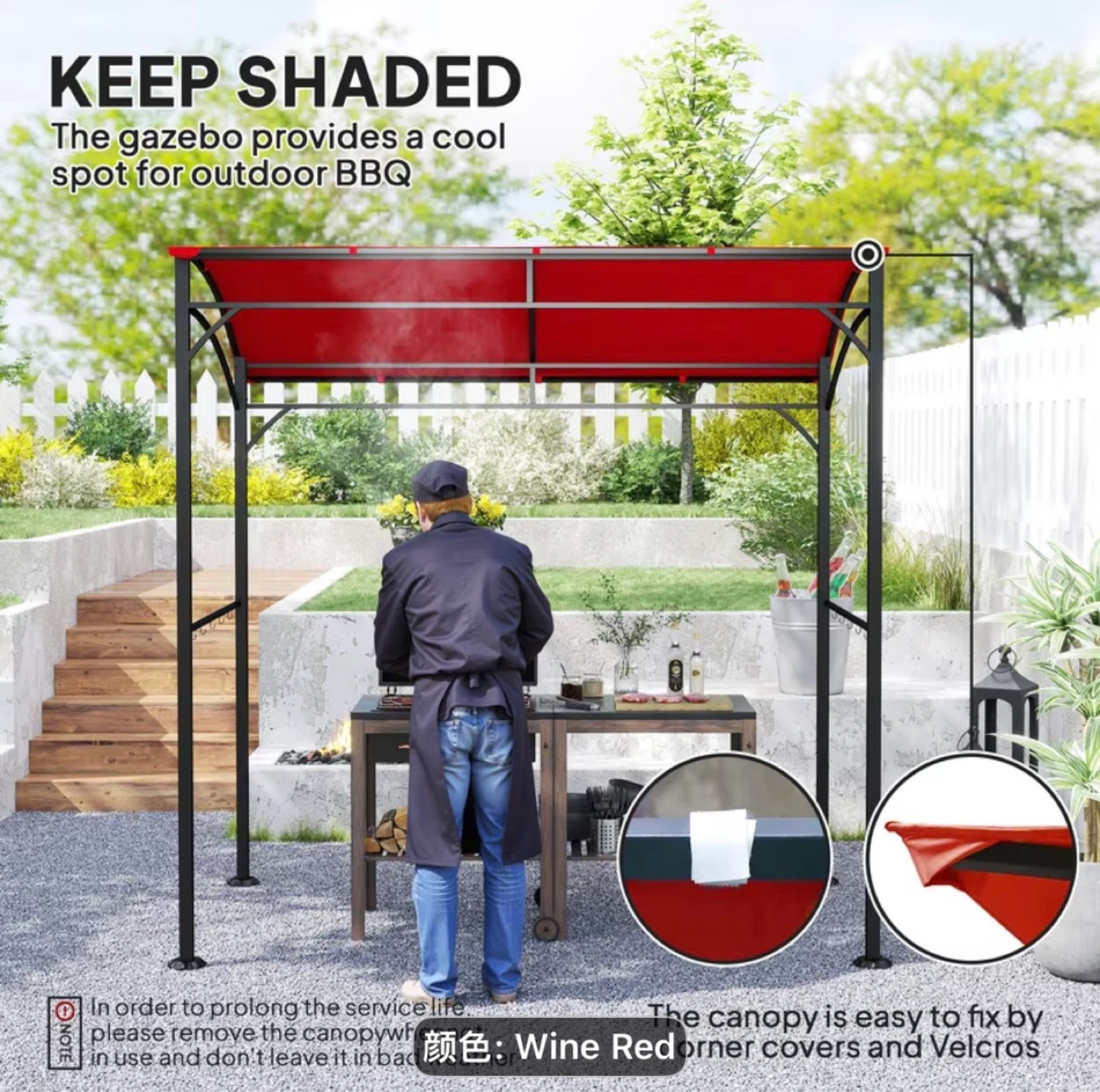 Red Canopy Gazebo for Outdoor BBQ - photo 3