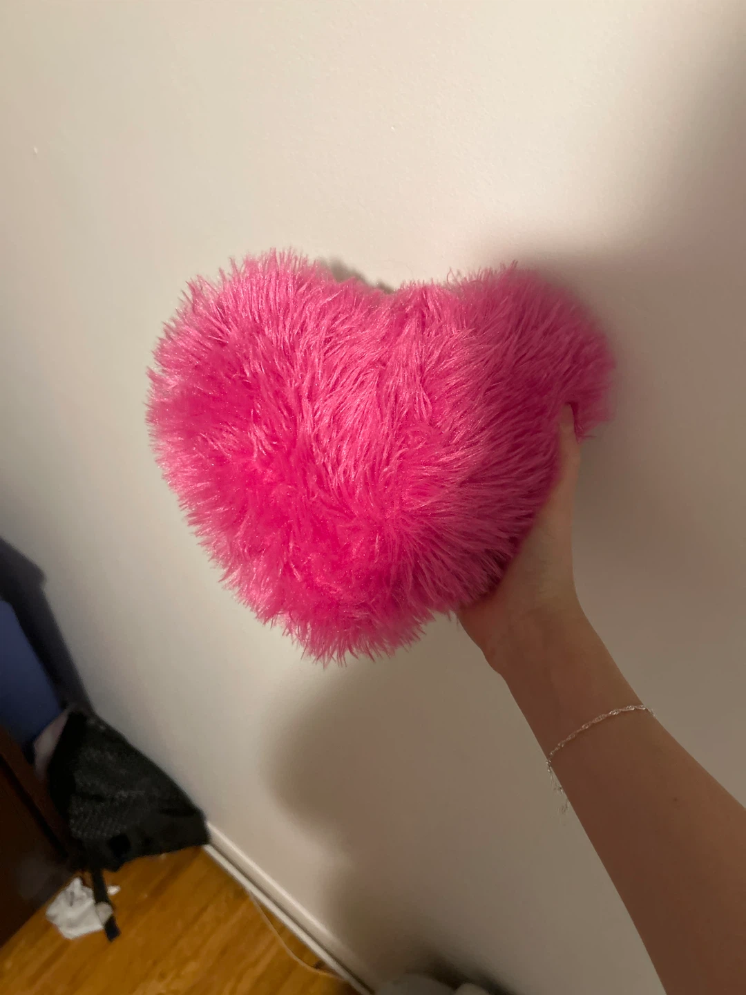 Pink Fuzzy Heart Plush Pillow with Puppy Design - photo 2
