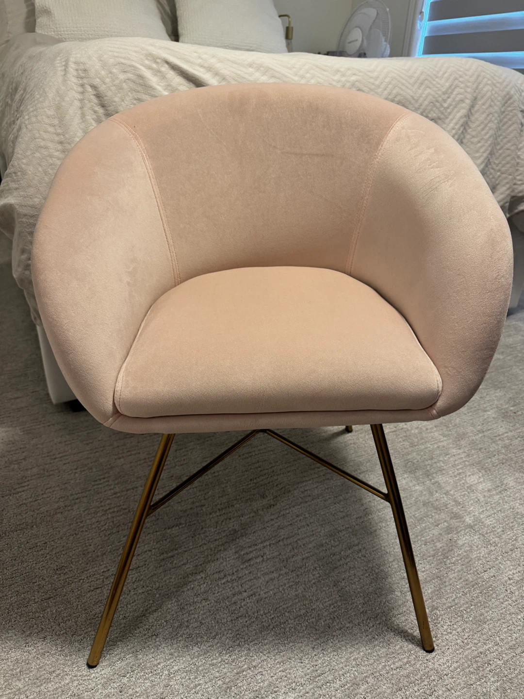Pink Velvet Accent Chair with Gold Legs