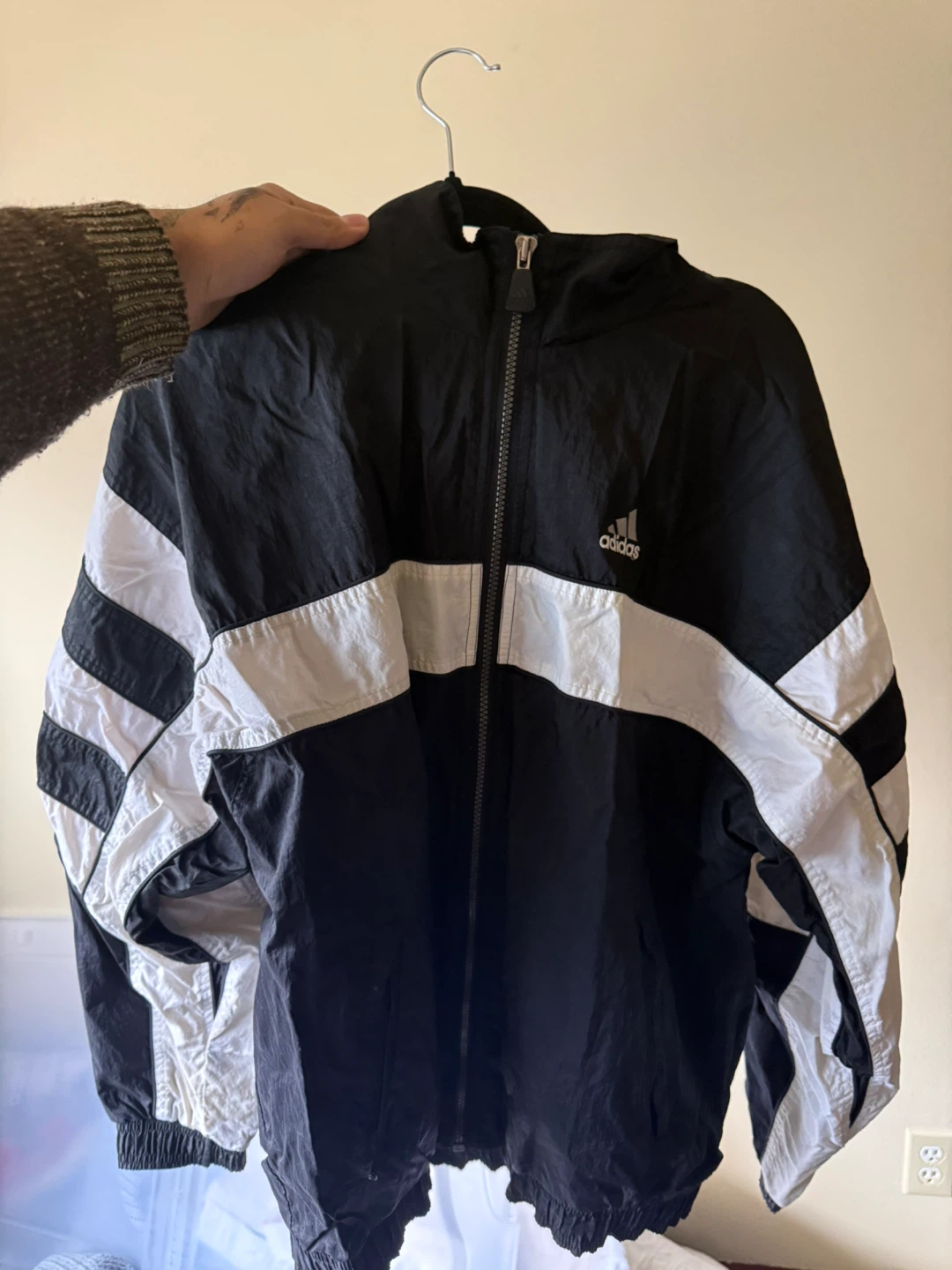 Adidas Windbreaker Jacket Black White