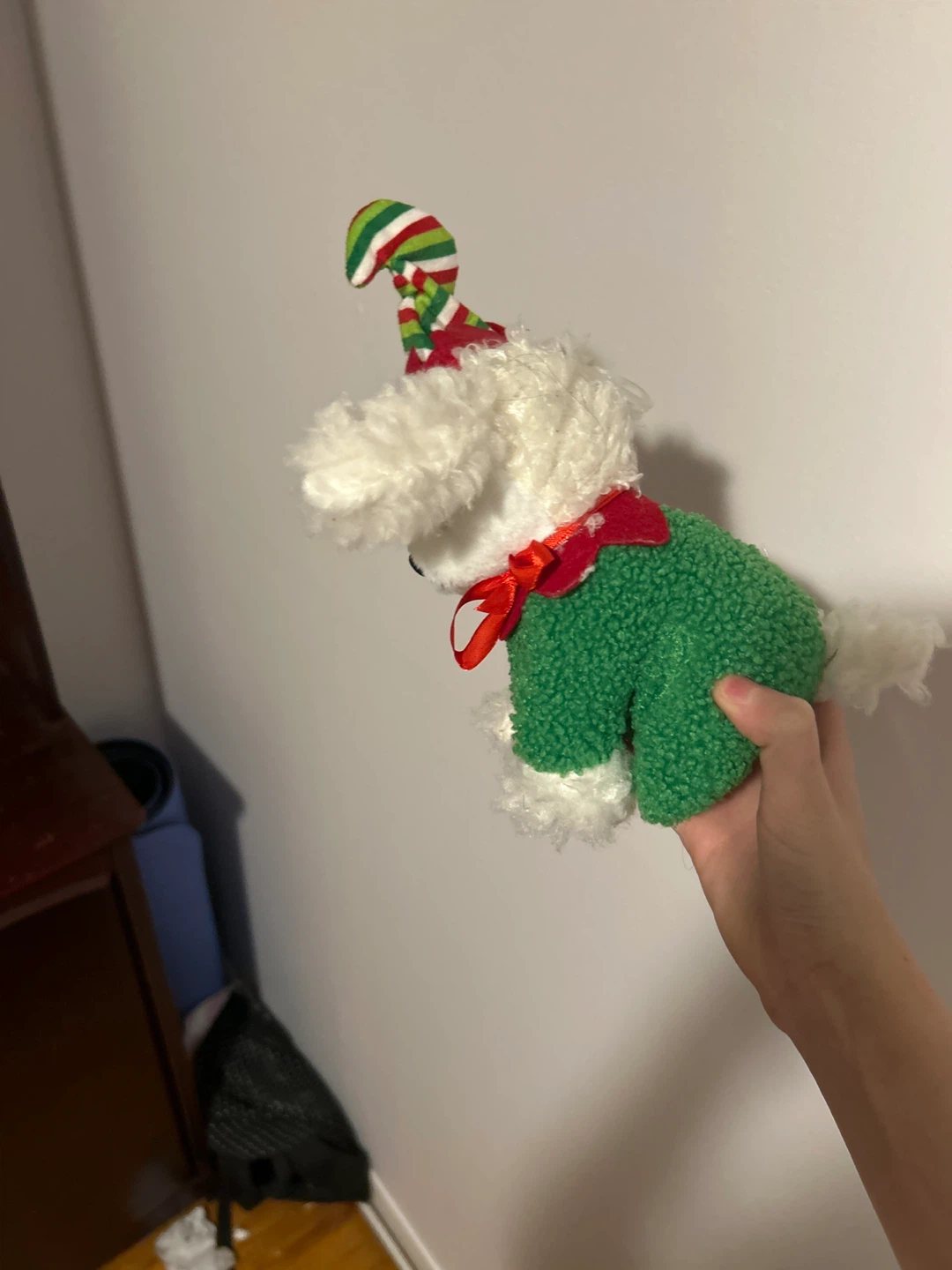 Plush dog toy dressed as an elf - photo 2