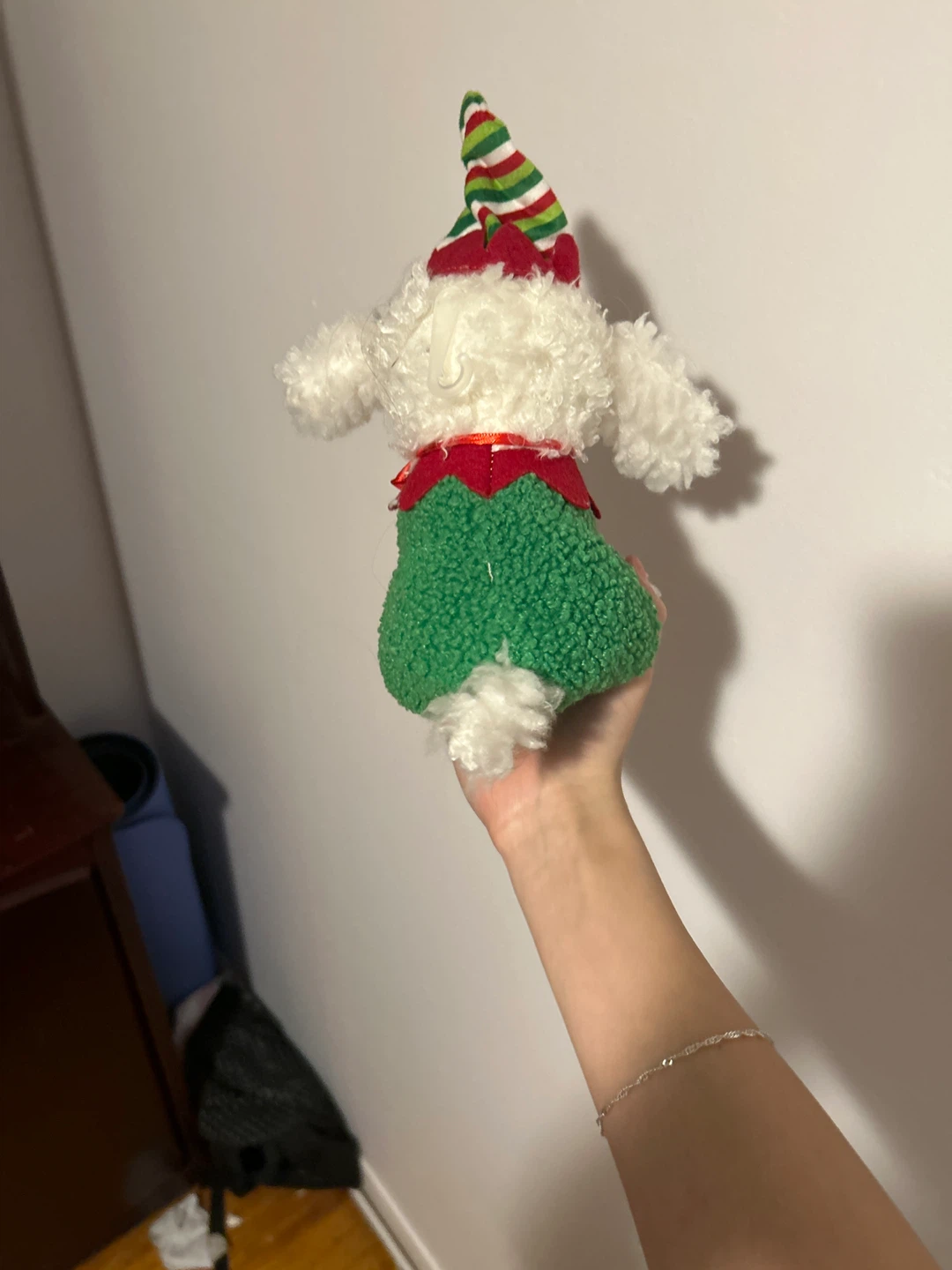 Plush dog toy dressed as an elf - photo 3