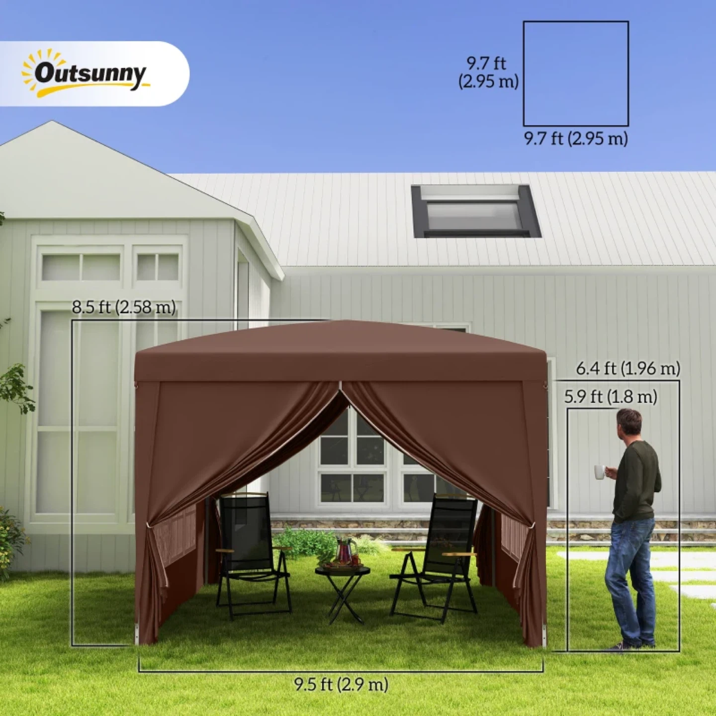 Outsunny 10x10ft Folding Tent Gazebo Pop Up