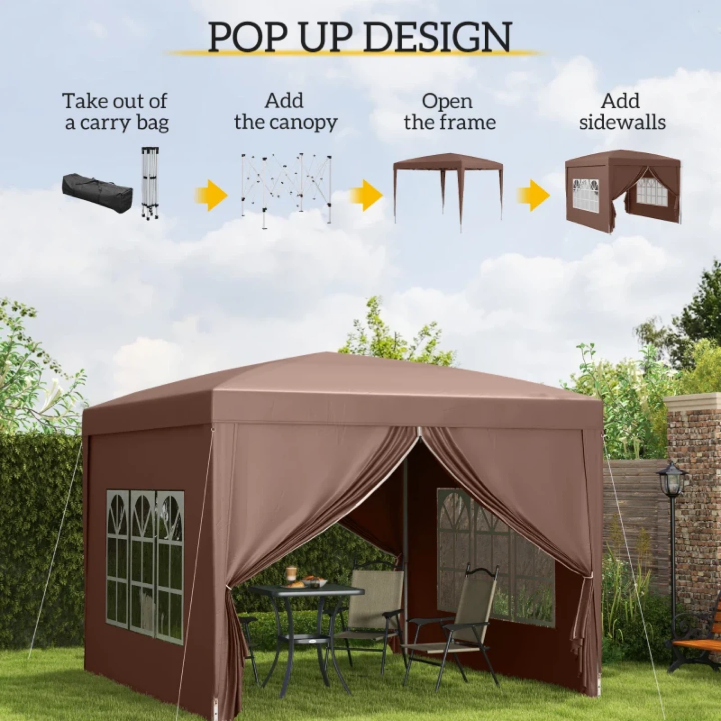 Outsunny 10x10ft Folding Tent Gazebo Pop Up - photo 2