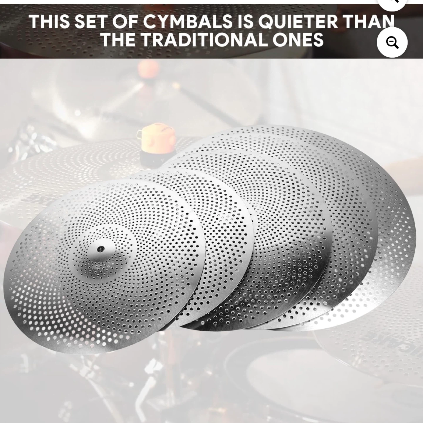 5 PCS Low Volume Cymbal Pack, Practice Cymbals Set, Quiet Cymbal - photo 4