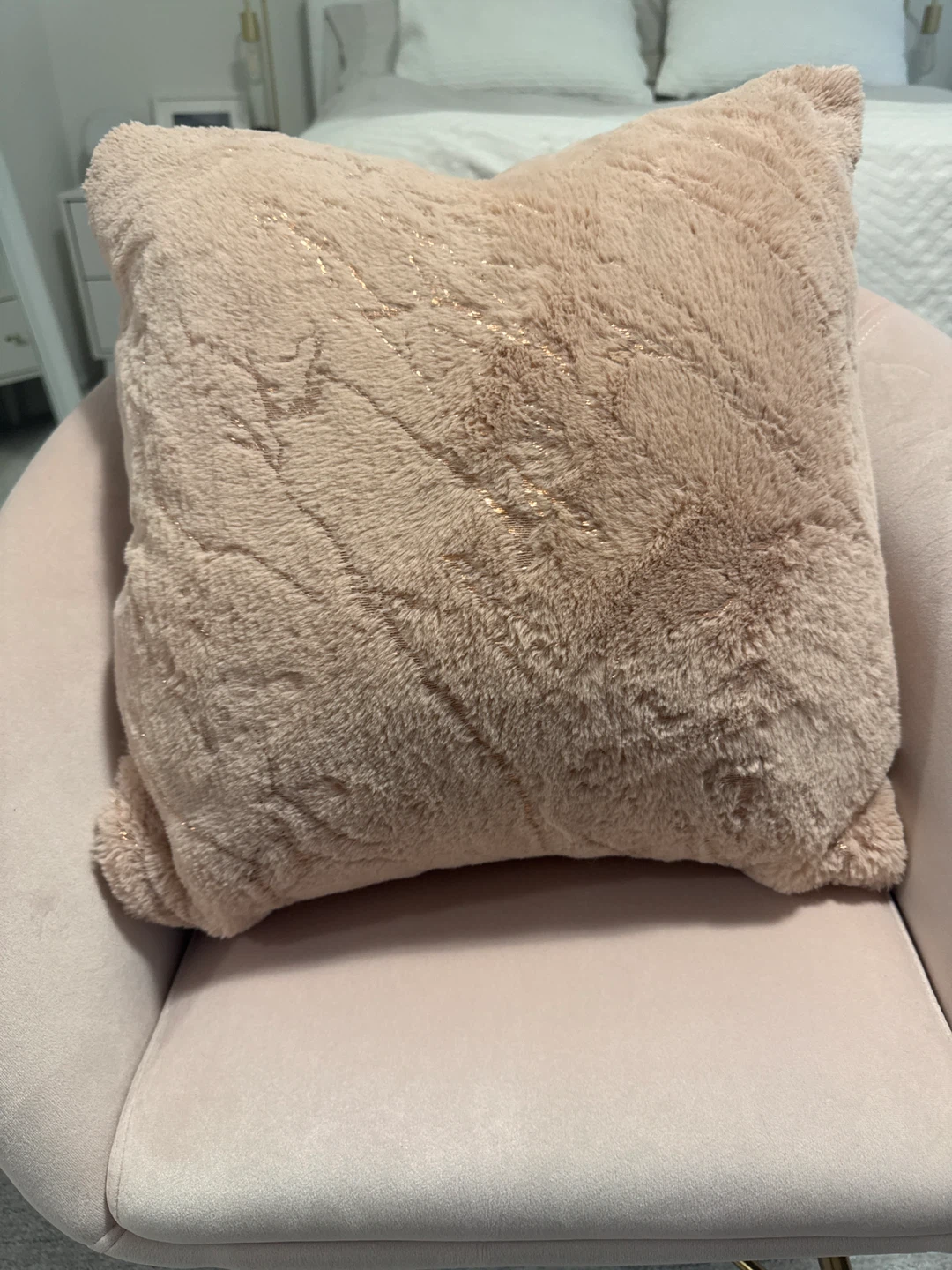 Pink Velvet Accent Chair with Gold Legs - photo 4