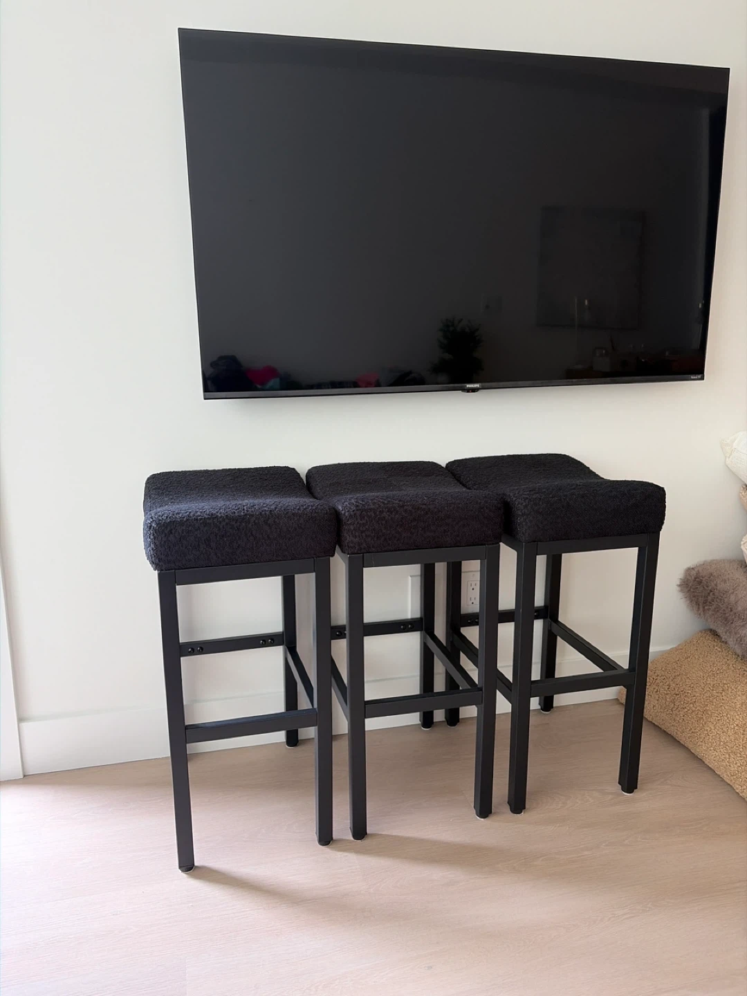 Set of 3 Black Bar Stools