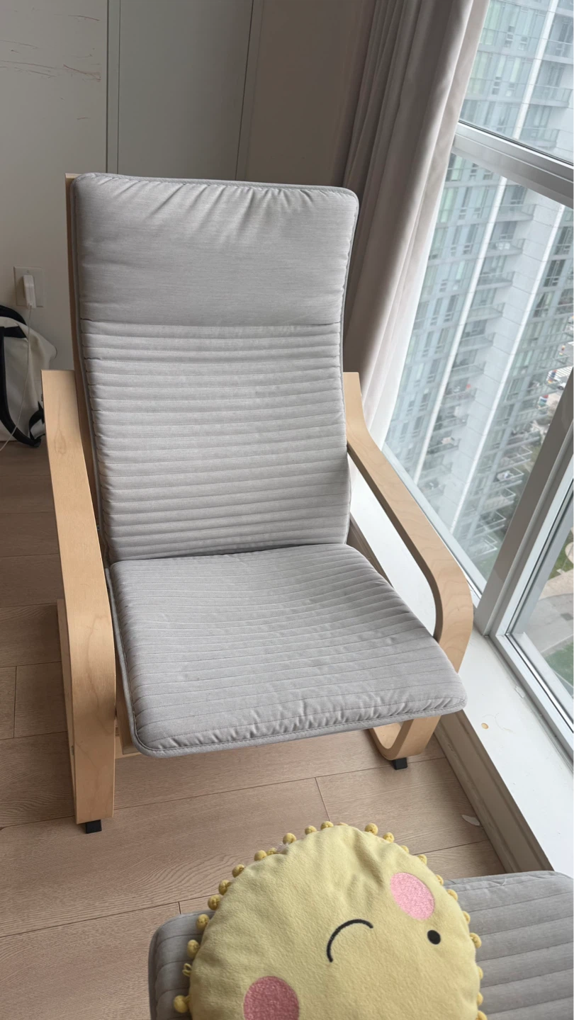 Grey Accent Chair with Ottoman