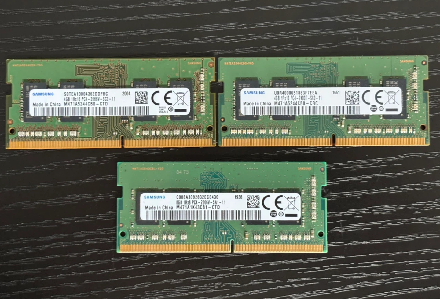 3 sticks of Samsung PC4 Ram, 4GB and 8GB