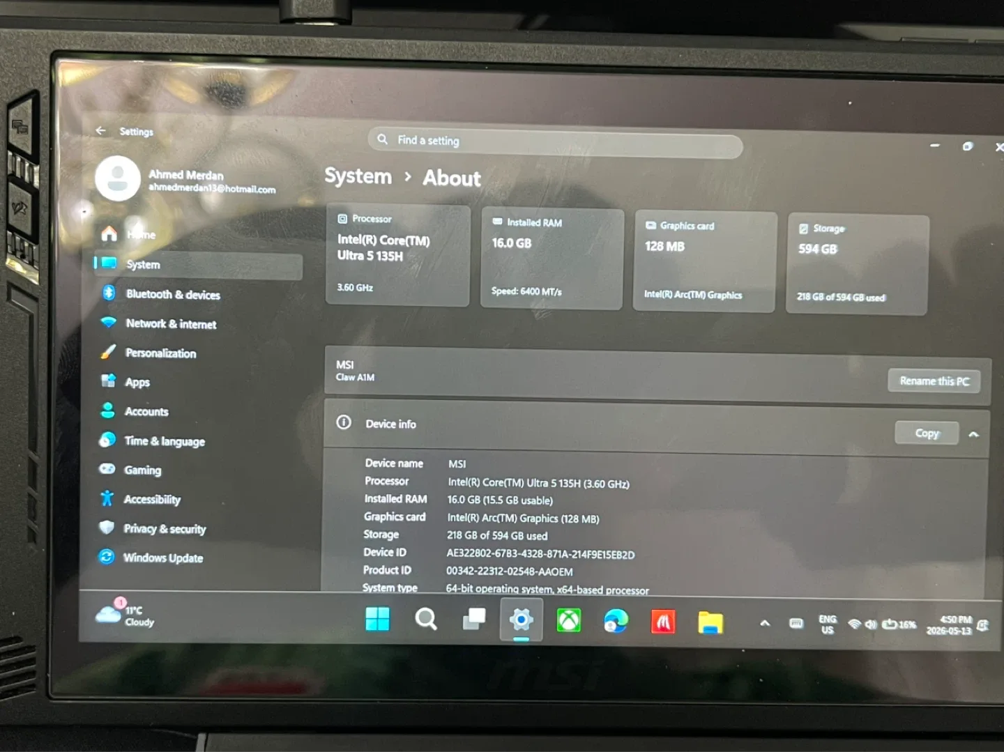 MSI Claw A1M Handheld Pc with Dock and Charger - photo 2