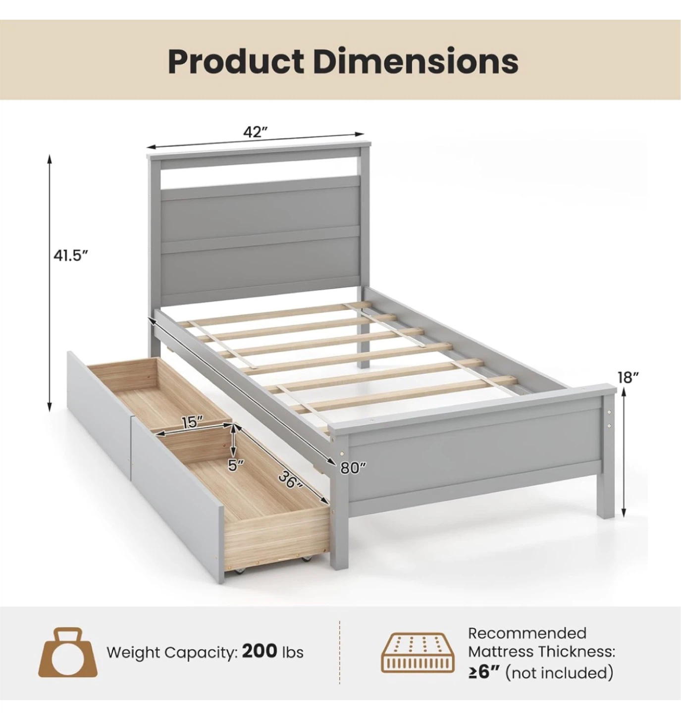 Twin Bed Frame + Mattress