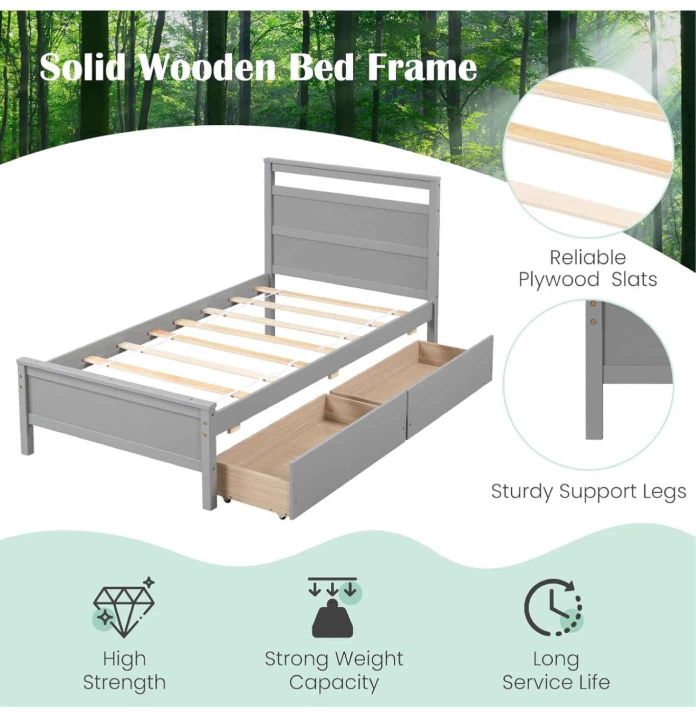 Twin Bed Frame + Mattress - photo 2