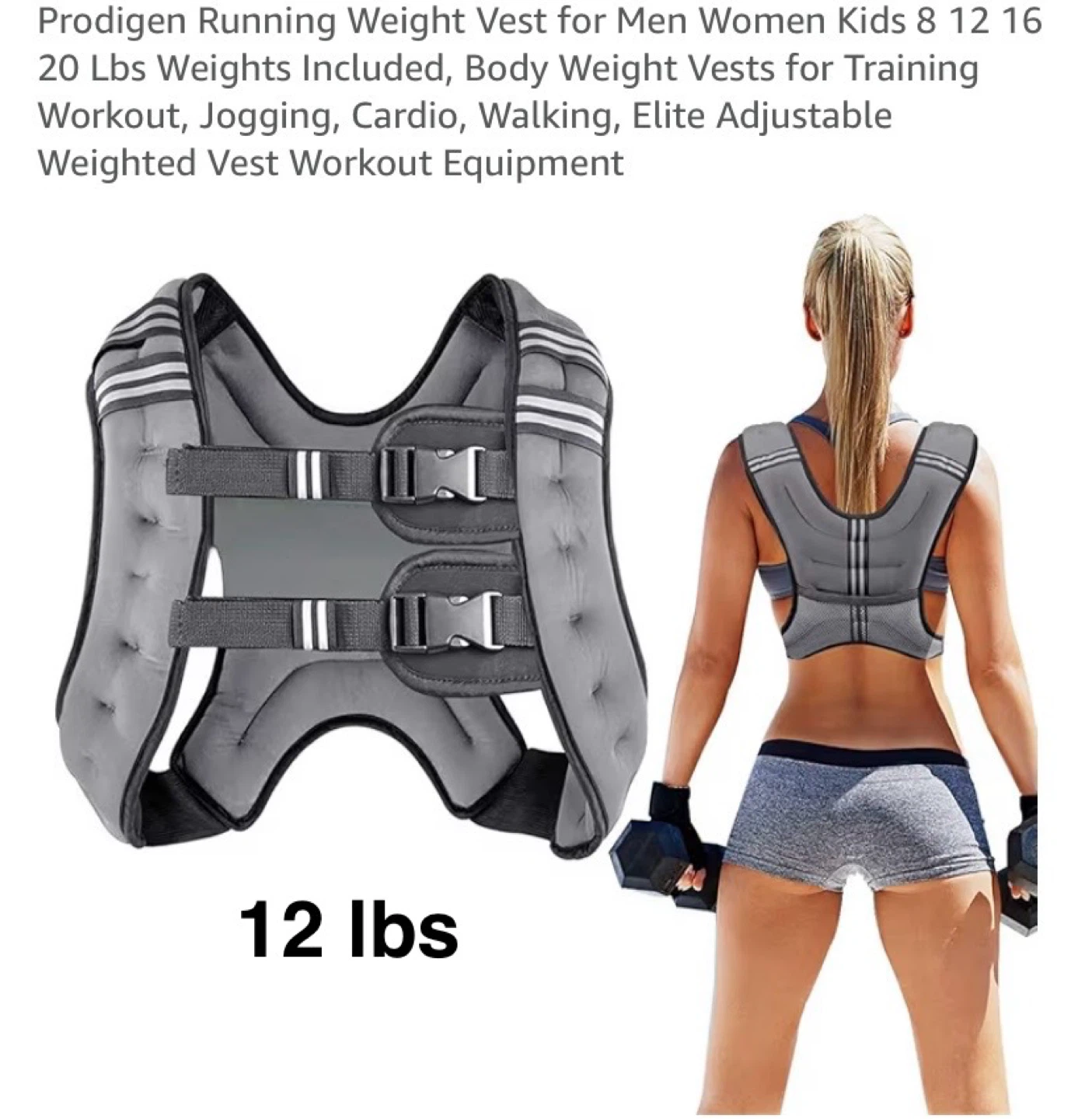 New 12 lbs Prodigen Running Weight Vest Grey