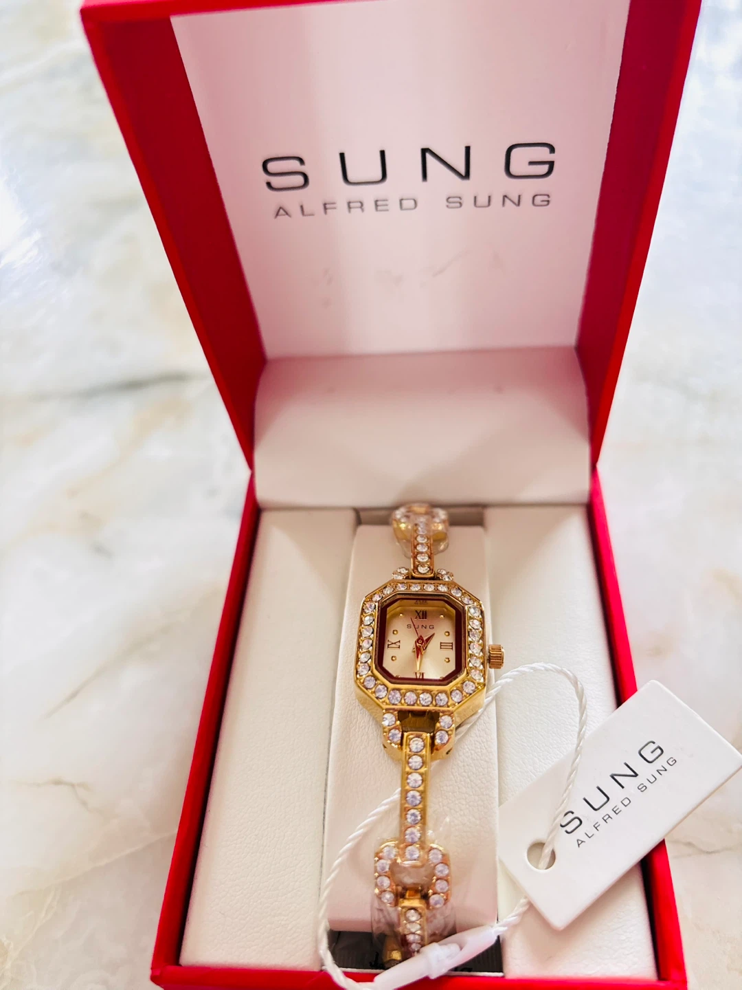 Alfred Sung Gold Tone Crystal Accent Women's Watch - photo 2