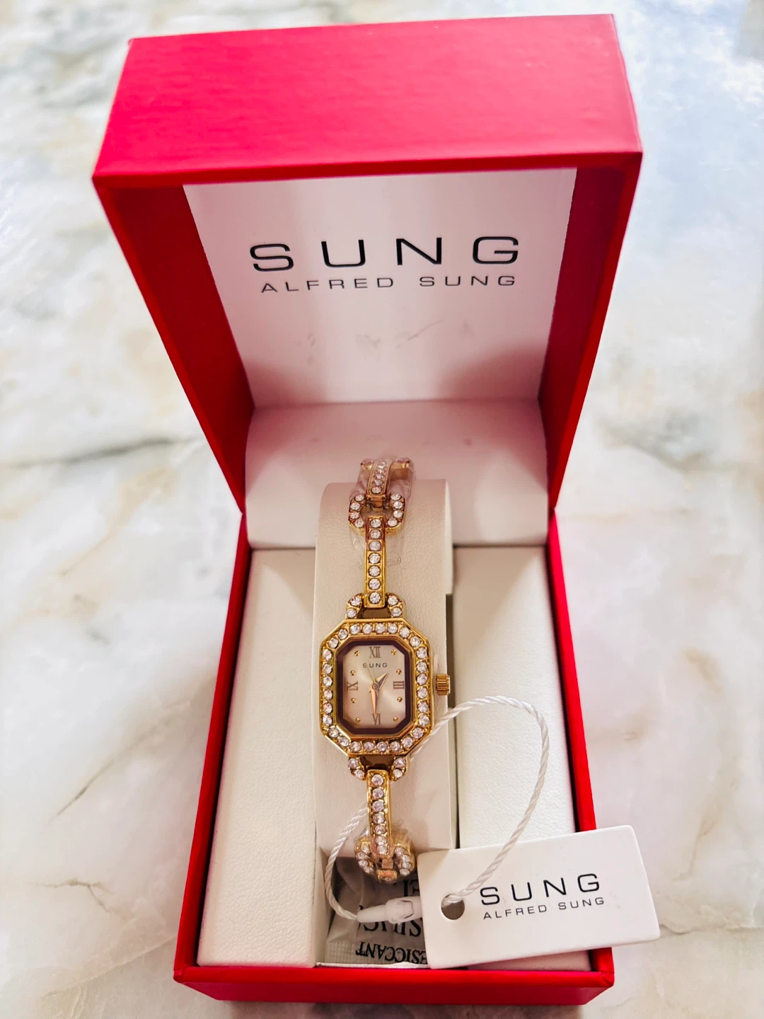 Alfred Sung Gold Tone Crystal Accent Women's Watch - photo 3