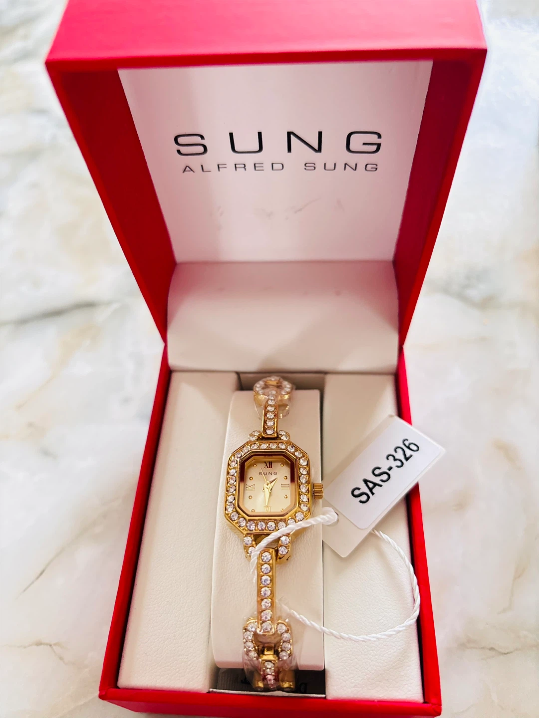 Alfred Sung Gold Tone Crystal Accent Women's Watch - photo 4