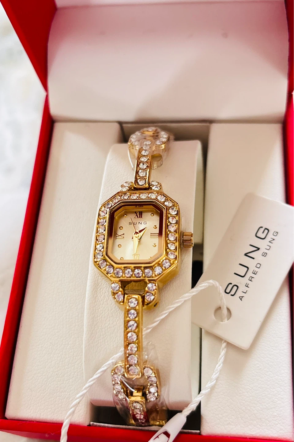 Alfred Sung Gold Tone Crystal Accent Women's Watch - photo 5