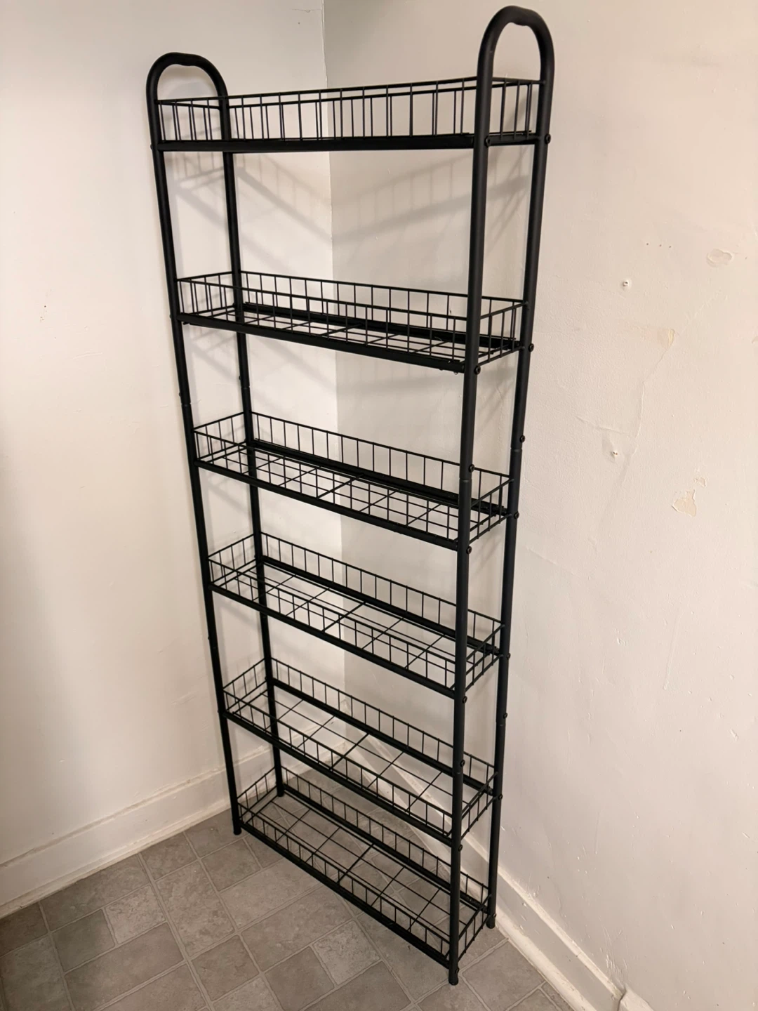 Black Metal 6-Tier Wire Shelf Rack - photo 2
