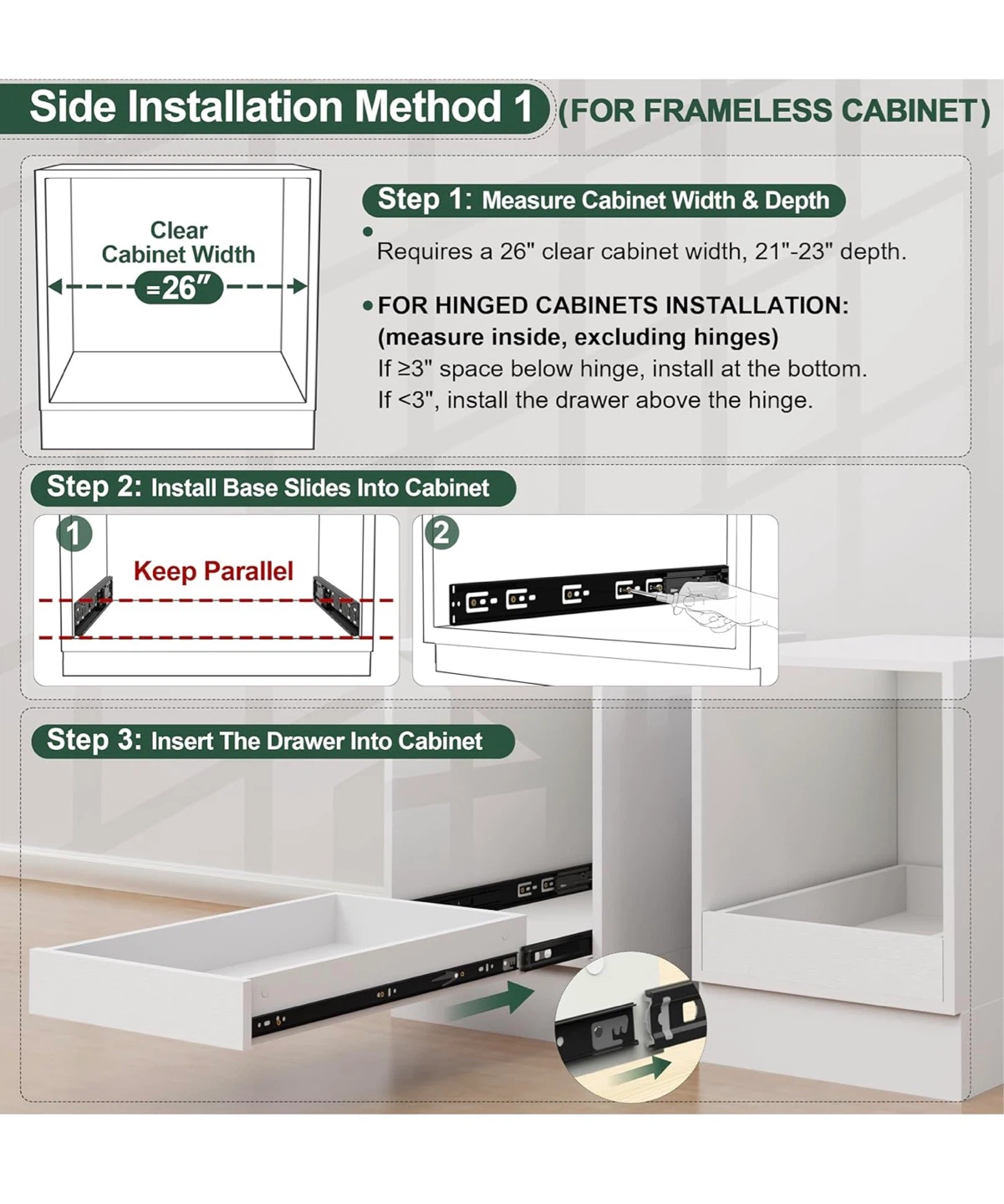 Pull Out Cabinet Drawer Organizer 26" W x 21" D P26 - photo 4