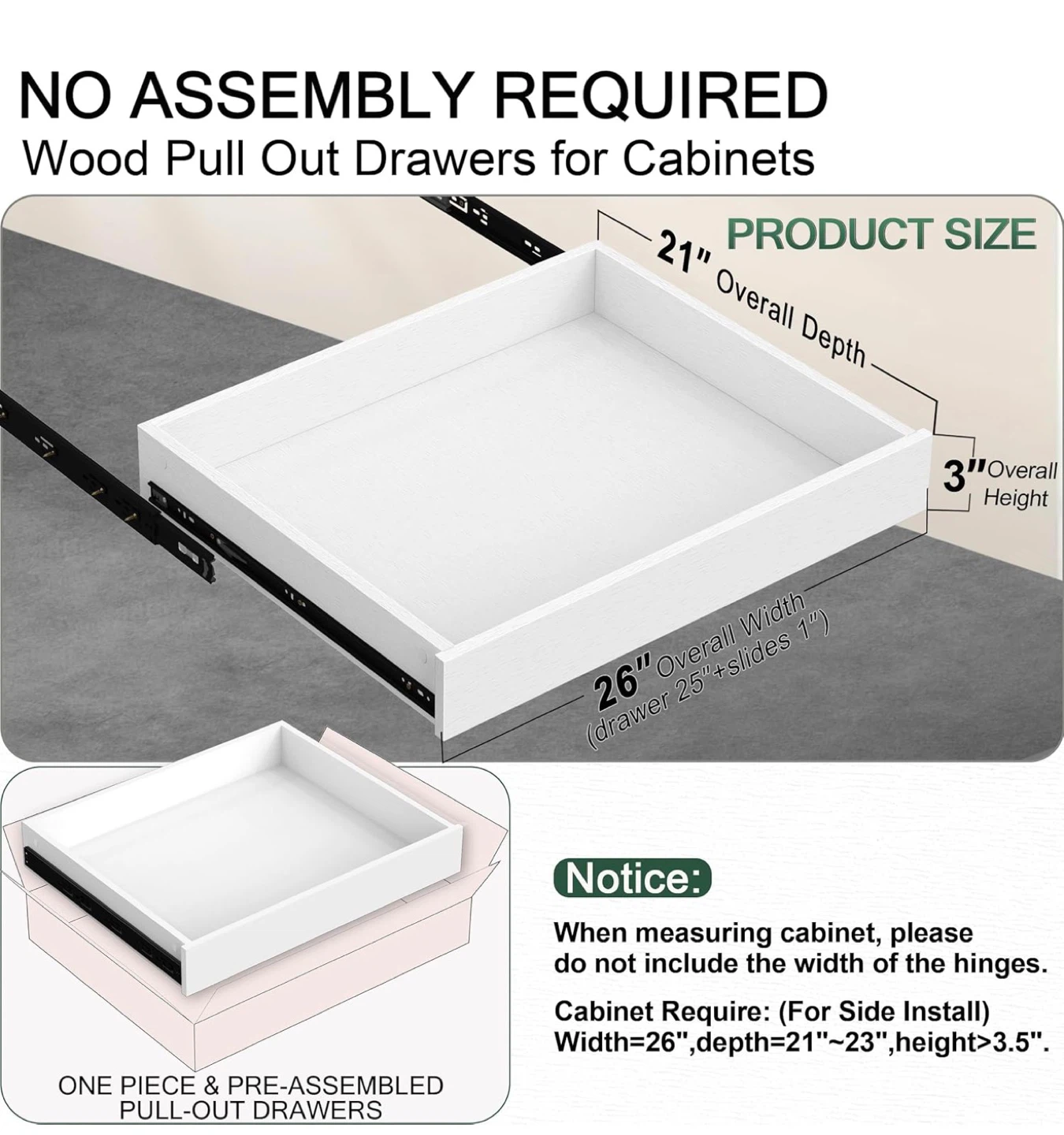 Pull Out Cabinet Drawer Organizer 26" W x 21" D P26 - photo 3
