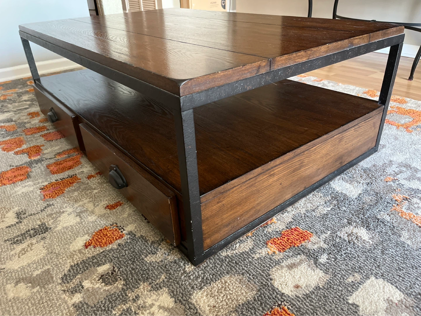 Wood coffee table with drawers