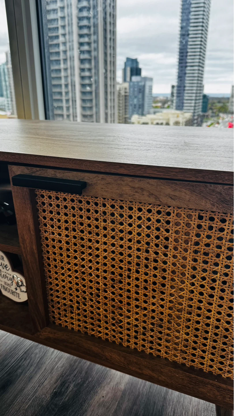 TV Media Console Table - Light Wood Finish - photo 4