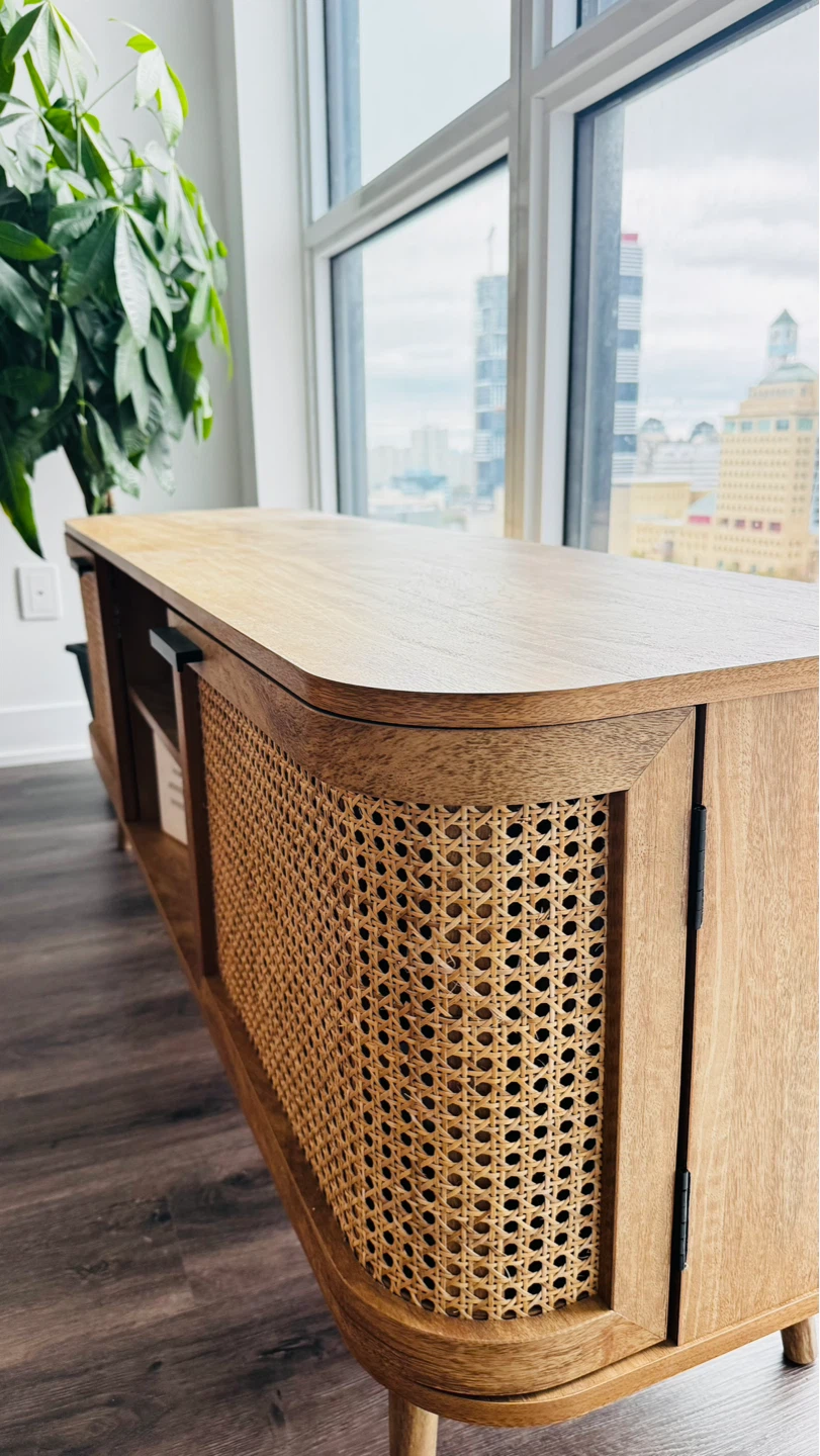 TV Media Console Table - Light Wood Finish - photo 5