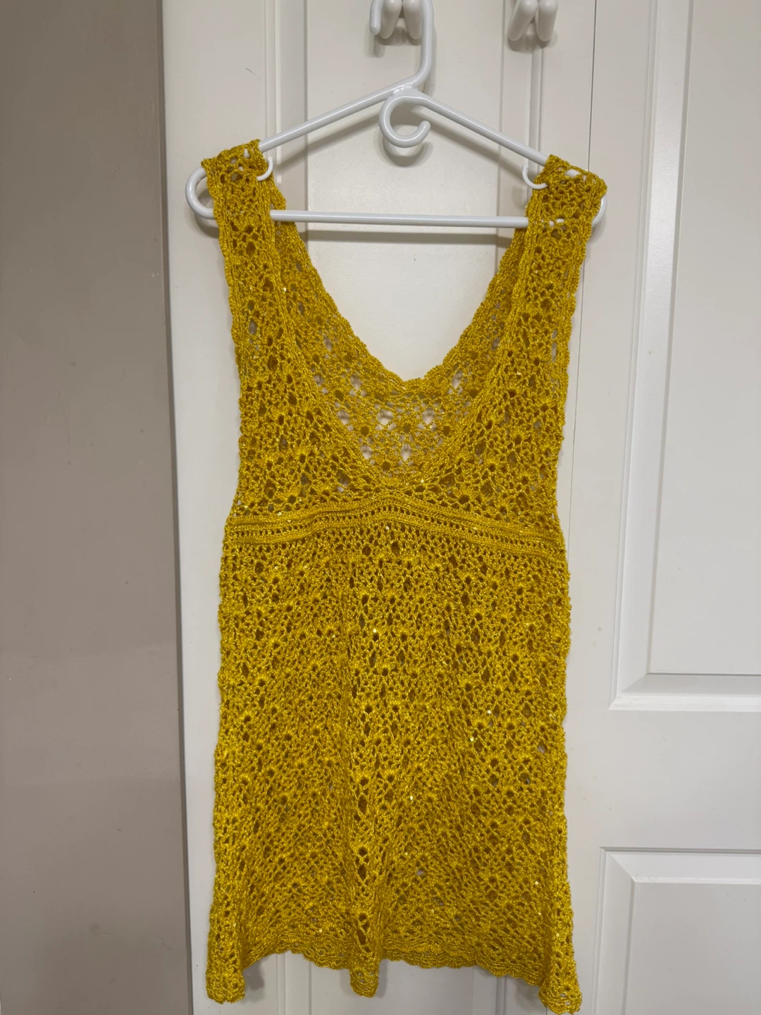 Yellow Crochet Dress with Sequins - photo 3