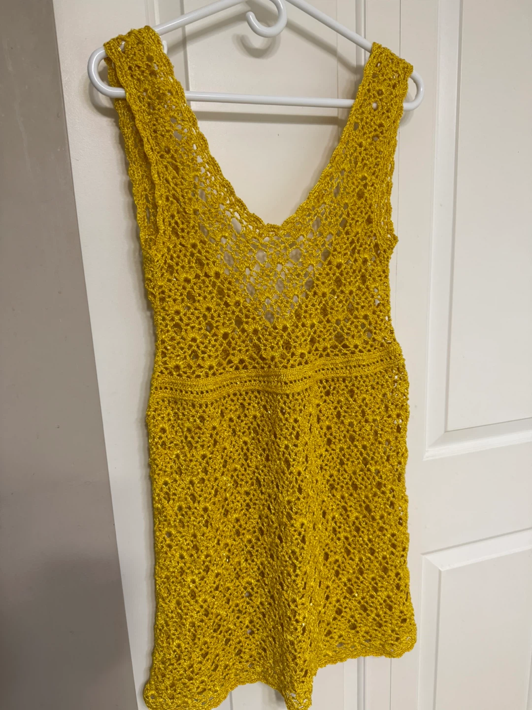 Yellow Crochet Dress with Sequins