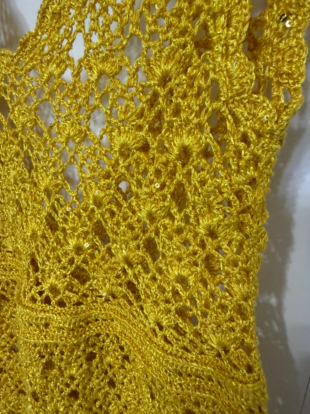 Yellow Crochet Dress with Sequins - photo 2