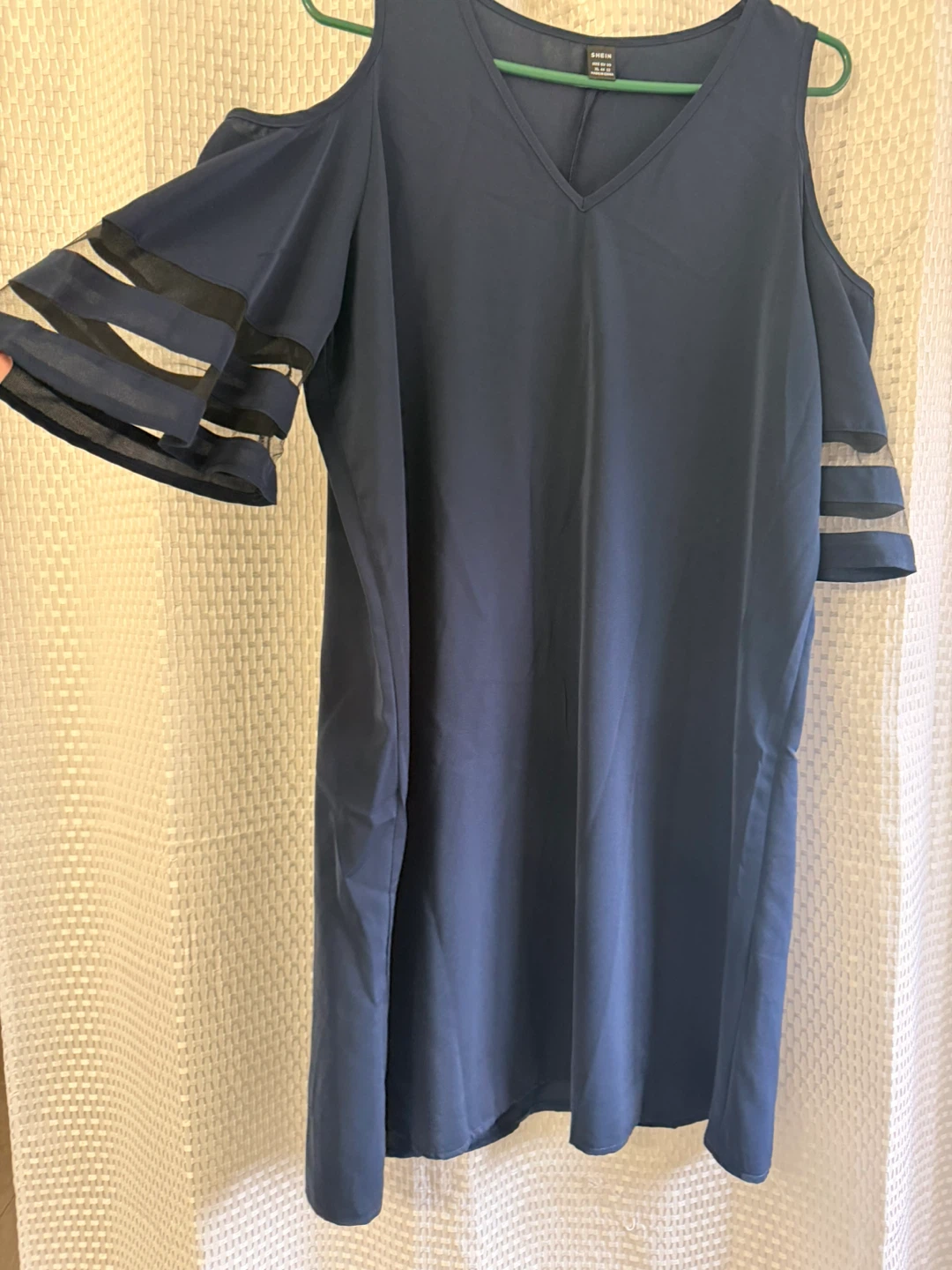 SHEIN Navy Cold Shoulder Mesh Sleeve Dress XL - photo 2
