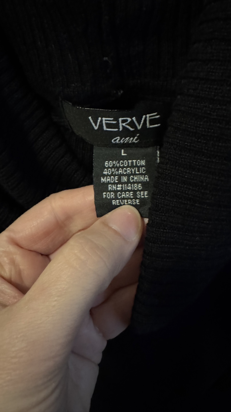 Verve Ami Black Asymmetrical Turtleneck Sweater - Size L - photo 3