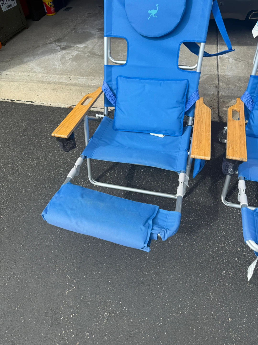 Blue Beach Chairs (2) with Ottoman and Strap - photo 3