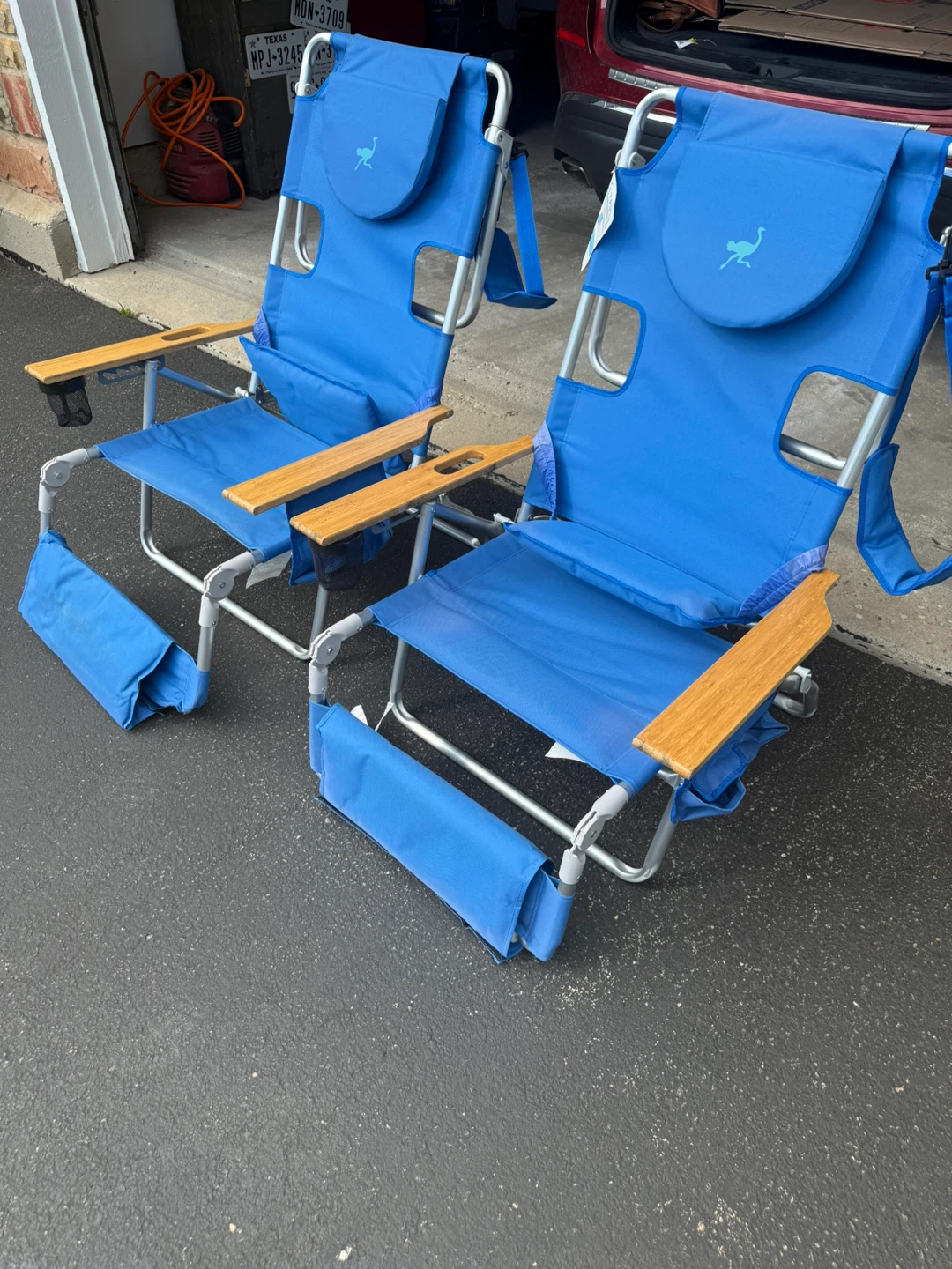 Blue Beach Chairs (2) with Ottoman and Strap - photo 2