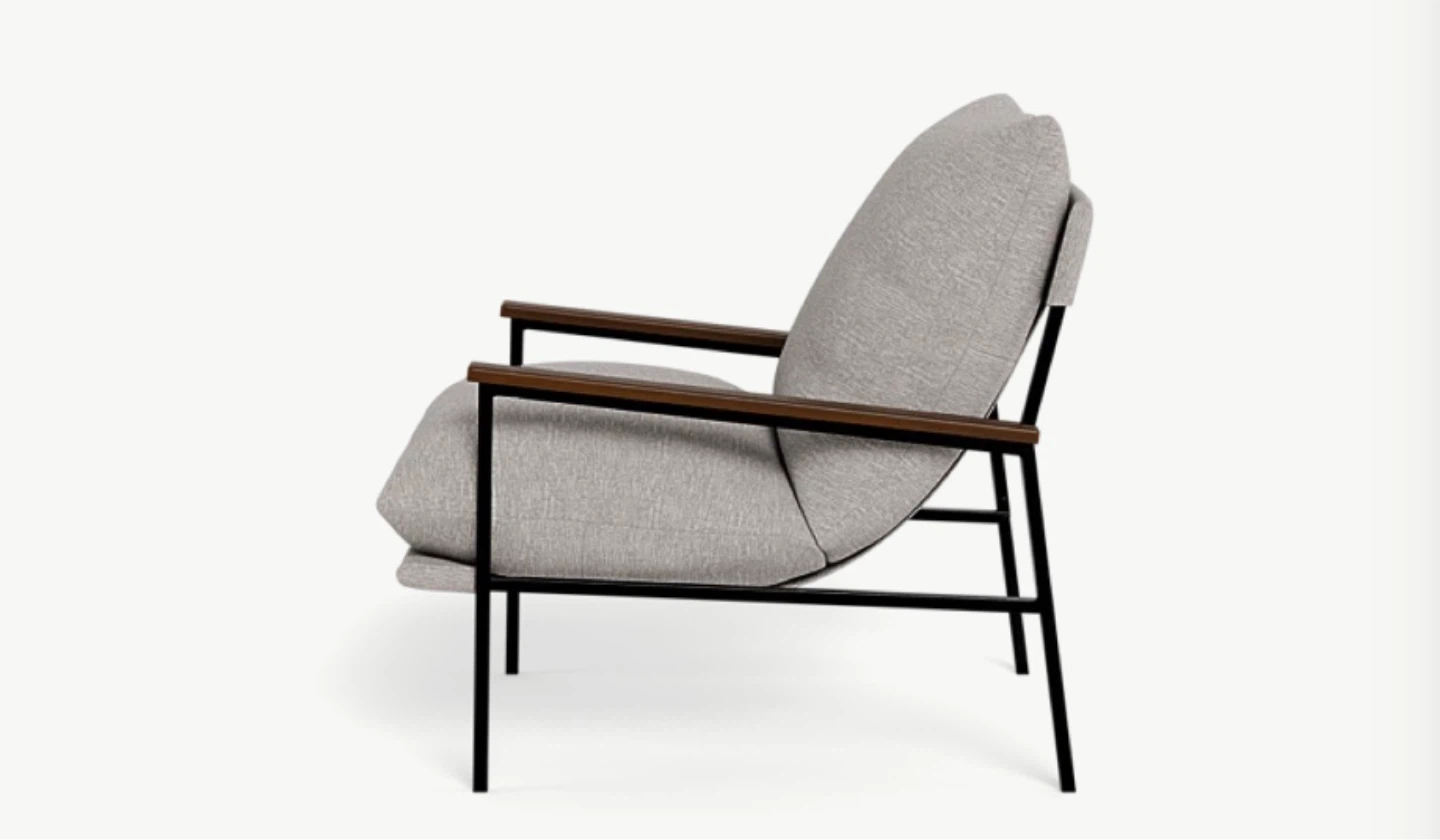 2x Modern Armchair in Light Grey Fabric - photo 3